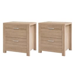2 Pack Pine Bedside Table with 2 Drawers Modern Wooden Nightstand Storage Cabinet for Bedroom Furniture