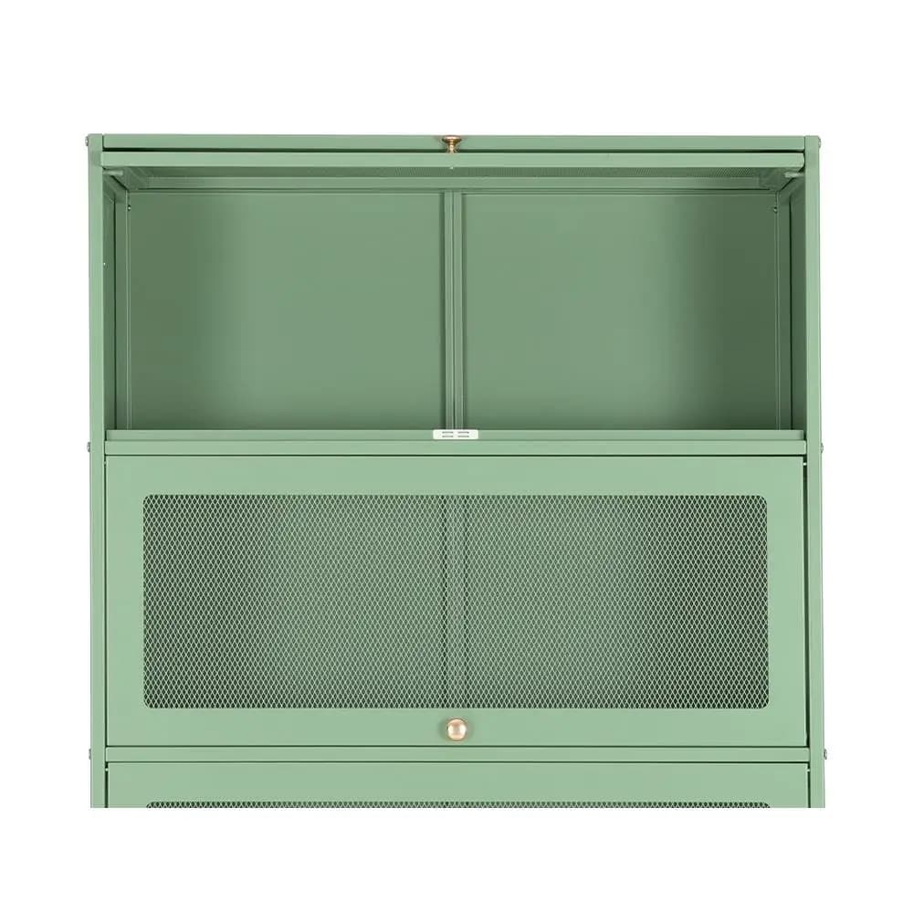 Modern Green Metal Buffet Sideboard Cabinet with Adjustable Shelves Storage for Kitchen Dining Room Living Room