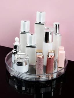 Rotatable Clear Makeup Organizer Storage Turntable Display Stand for Cosmetics and Jewelry