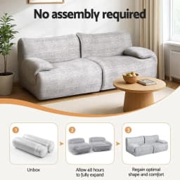 2 Seater Modular Sectional Sofa Bed No Assembly Living Room Grey Couch