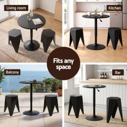 3 Piece Black Bar Stools and Table Set for Dining Kitchen Cafe and Pub Use