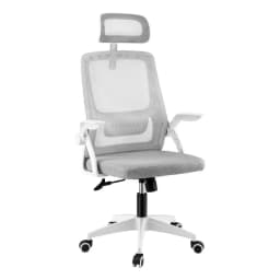 Ergonomic Grey Office Chair Adjustable Headrest Lumbar Support Mesh Computer Desk Chair for Home and Office