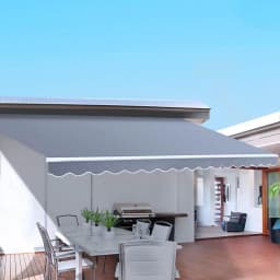 Retractable Folding Arm Awning Manual Sunshade 3M x 2.5M Pearl Grey Outdoor Patio Canopy Cover