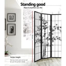 4 Panel Bamboo Room Divider Folding Privacy Screen Black White 174x179cm Home Office Decor