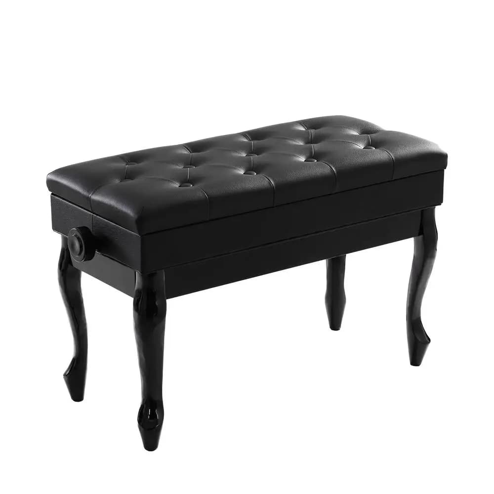 Adjustable Height Piano Bench Stool Keyboard Seat with Padded Cushion and Storage Compartment for Piano Keyboard Guitar and Home Practice