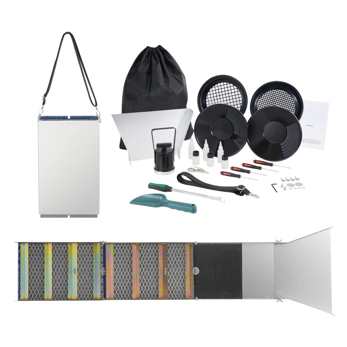 VEVOR 50" 12" Complete Sluice Box Gold Panning Kit Aluminum Alloy Gold Mining Equipment 23/16 PCS Gold Prospecting Kit