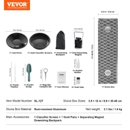 VEVOR 50" 12" Complete Sluice Box Gold Panning Kit Aluminum Alloy Gold Mining Equipment 23/16 PCS Gold Prospecting Kit