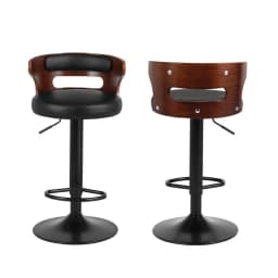 2x Adjustable Gas Lift Bar Stools Faux Leather Swivel Kitchen Counter Chairs Modern Dining Seating Set