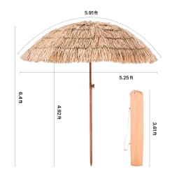 SucceBuy Tiki Umbrella 6 ft Umbrella w/ Tilt Parasol w/ Thatch & 8 Metal Grass Pool Umbrellas to Poolside Backyard & Garden