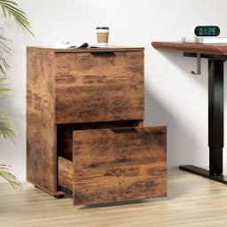 Rustic Brown 2 Drawer Filing Cabinet Office Storage Organizer Shelves File Holder Home and Workstation Furniture