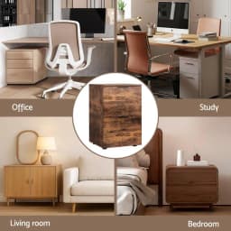 Rustic Brown 2 Drawer Filing Cabinet Office Storage Organizer Shelves File Holder Home and Workstation Furniture