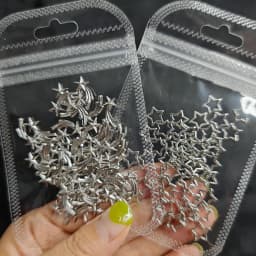 20pcs Silver Stars Nail Charms for Nail Art 3D Jewel Metal Meteor Nail Gems Hollow Out 3D Nail Decorations Alloy Manicure Parts