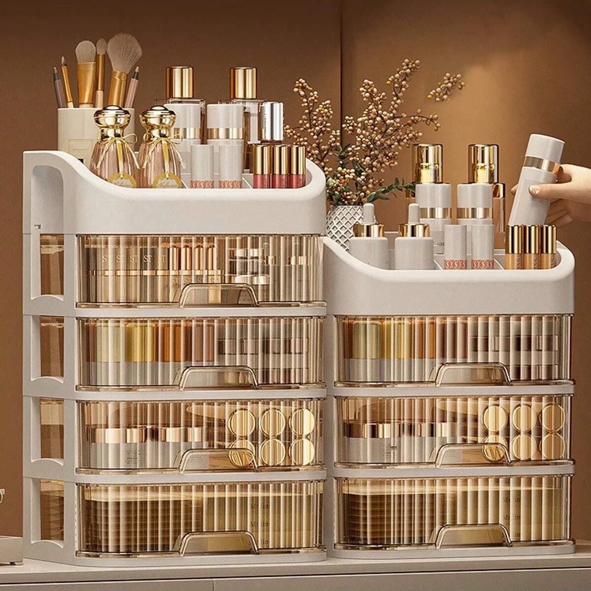 1pc Multi-layer Makeup Storage Box,Cosmetics Storage For Skin Care,Eyeshadow,LotionsLipstick,Great For Dresser,Bathroom,Bedroom