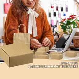 10Pcs Small Kraft Paper Gift Boxes 2.16'' x 2.16'' x 0.98'' for Ornaments Earring Jewelry Wrapping Packaging Cardboard Boxes