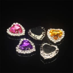 10PCS Heart Shaped Flatback Rhinestones Button Crystals Glass Jewelry Making Sewing On With Silver Bottom Stones For Clothes Diy