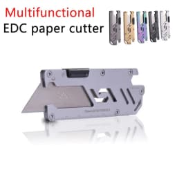Stainless Steel EDC Folding Utility Knife Multi-function Paper Cutter Manual Knife Bottle Opener Wrench for Camping Hiking