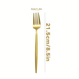 8/12/16pcs Stainless Steel Gold Tableware Dinner Fork Fruit Fork Steak Fork Salad Fork Suitable for Restaurant or Banquet