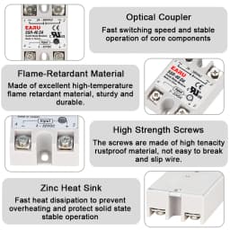 EARU Solid State Relay Single Phase SSR-25DA SSR-40DA SSR-40AA SSR-40DD SSR 10/25/40/60/80/100A DD DA AA PID Temperature Control