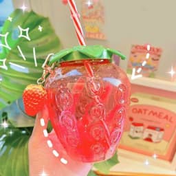 500ml Creative Portable Summer Cute Strawberry Straw Water Bottle Milk Coffee Straw Cup for Camping Home Water Bottle with Straw