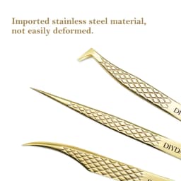 DIYDAY Anti-slip Eyelash Extension Tweezers Stainless Steel Fiber Tip Lashe Tweezer Precision Makeup Tool for Professional Use