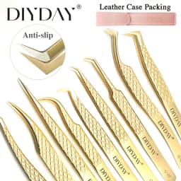 DIYDAY Anti-slip Eyelash Extension Tweezers Stainless Steel Fiber Tip Lashe Tweezer Precision Makeup Tool for Professional Use