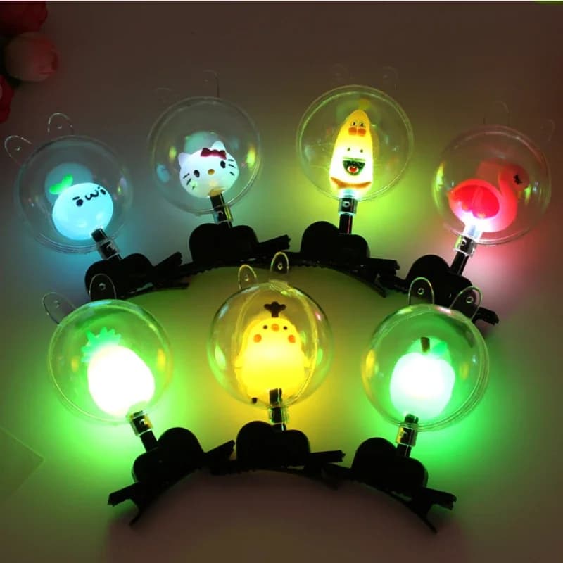 10pcs LED Flash Bobo Ball Hairpin Cute Flash Children's Headdress Hair Band Hairpin Luminous Transparent Ball Girls Gift
