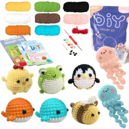Animal Family Crochet Kit for BeginnersCrochet Starter Kits,DIY Crochet Kit For Beginners,Crocheting Knitting Kit Step-by-Step