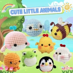 Animal Family Crochet Kit for BeginnersCrochet Starter Kits,DIY Crochet Kit For Beginners,Crocheting Knitting Kit Step-by-Step