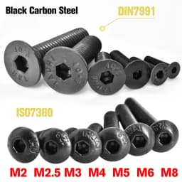 3-150pcs DIN7991 Black Steel 10.9 Hex Socket Countersunk ISO7380 G10.9 Round Allen Hexagon Socket Screw M2 M2.5 M3 M4 M5 M6 M8