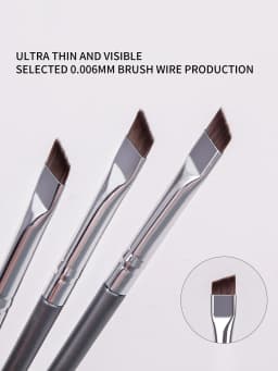 12pcs Silvery Super Thin Blade Eyeliner Brush & Soft Makeup Brush Set, Portable Eyebrow Brush & Multipurpose Cosmetic Tool