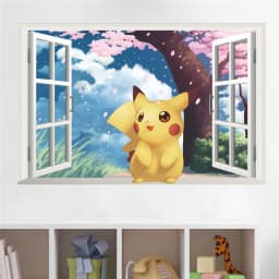 Cartoon Pokémon Pikachu Wall Sticker For Kids Room Living Room Bedroom Wall Decoration Kids Gifts Door Sticker Cute Posters