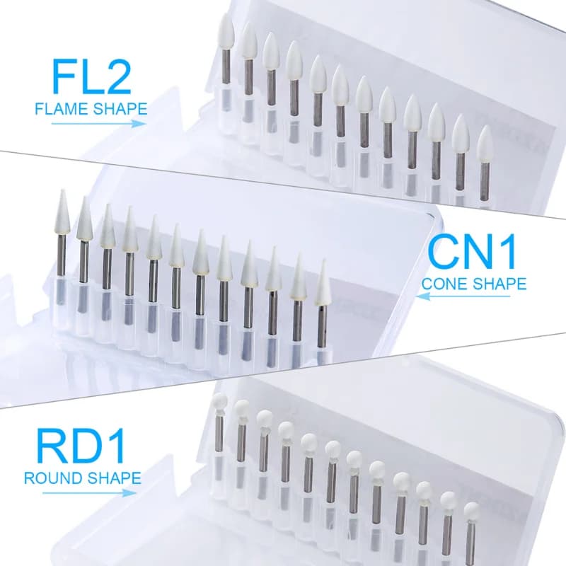 12pcs/Pack Dental Polishing Stone Handpiece Burs FG Cone Flame Dentist Teeth Whiting