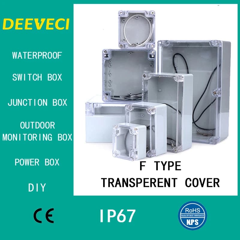 Transparent Waterproof Outdoor Enclosure Plastic Box Electronic Project Case Instrument Electrical Box Junction Box Housing