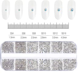 1000Pcs/box Champagne Gold Diamond Nail Crystal Mixed-Design Nail Glitter Rhinestone Non-HotFix Manicure Rhinestone Decoration