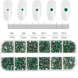 1000Pcs/box Champagne Gold Diamond Nail Crystal Mixed-Design Nail Glitter Rhinestone Non-HotFix Manicure Rhinestone Decoration