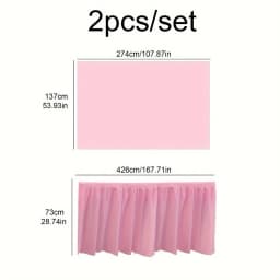 2pcs/set Disposable Paper Tablecloth Skirt Set Rectangular Table Cover And Table Skirt Party Supplies For Events Decoration