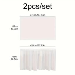 2pcs/set Disposable Paper Tablecloth Skirt Set Rectangular Table Cover And Table Skirt Party Supplies For Events Decoration