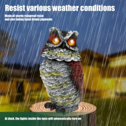 1/2Pcs Creativity Solar Owl Garden Resin Owl Statue Waterproof Solar Owl Decor with Rotating Head Outdoor Yard Bird Repellent