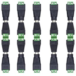 5 Pairs Male and Female Welding-Free DC Plug 5.5*2.1mm Welding-Free DC Female Head Green Terminal Monitoring Power Plug Push-But