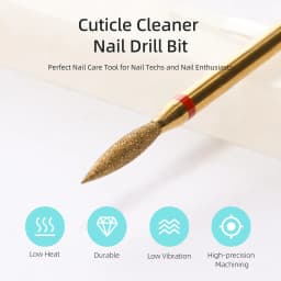 HYTOOS 2mm Long Flame Cuticle Clean Nail Drill Bit, Titanium Russian Diamond Nail Bits Dead Skin Nail Cleaner Accessories Tool