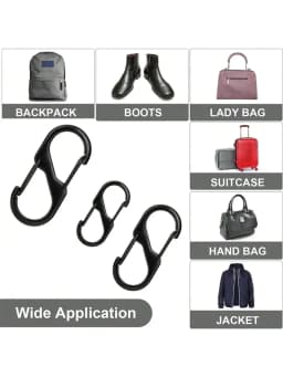 Zipper clip anti-theft device, 6-piece backpack zipper lock, dual spring S-hook loop zipper clip anti-theft device (black)