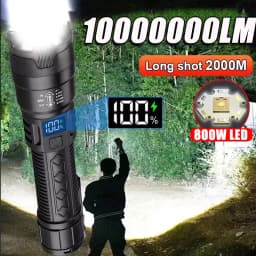 High Power 2000LM LED Flashlight Built-in Battery USB Rechargeable Strong Light Tactical Torch Outdoor Camping Hiking Lantern