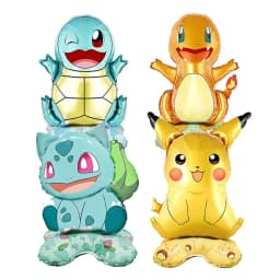 4Pcs Standing Balloon Cartoon Pikachu Squirtle Bulbasaur Figure Foil Balloon Decoration Supplies Kids Birthday Party Gifts