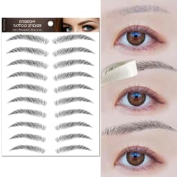 6D Eyebrow Tattoos Sticker Waterproof Long Lasting Natural Hair-Like Fake Eyebrows Stickers for Brow Grooming Shaping 10 Pairs