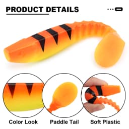 Spinpoler 5" Soft Swimbait Minnow Shad Fishing Lure Paddle Tail Silicon Artificial Jigging Wobbler Jerkbaits Pike Bass 2pcs/Pack