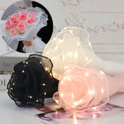 LED Flower Wrapping Paper With Lights Lace Mesh Wave Yarn Florist Bouquet Packaging Decoration Wedding Birthday Valentines Gifts