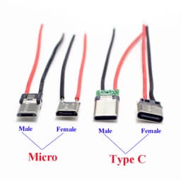 2/5Pcs Micro USB Type-C 2Pin Horizontal / Vertical 2P Simple Soldered Male Plug-in Board Quick Charging USB-C Connector