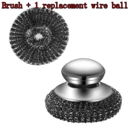 1PC Steel Wool Scrubber with Handle Stainless Steel Cleaning Brushes Cleaning Dishes Stock Pots Pans Griddles Grills