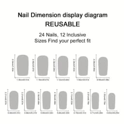 24pcs medium square minimalist white heart waterproof fake nail rubbing strip&jelly glue