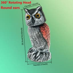 Realistic Solar Fake Owl Decoy Plastic Owl Scarecrow Sculpture with Red Flashing Eyes and Sound For Garden Yard Scare Birds Away